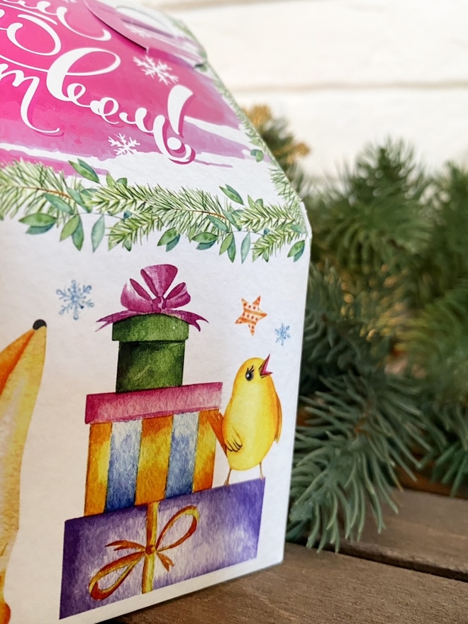 Коробка новогодняя подарочная Акварельная серия, 133х116х126 (+45) мм (домик) — изображение 4